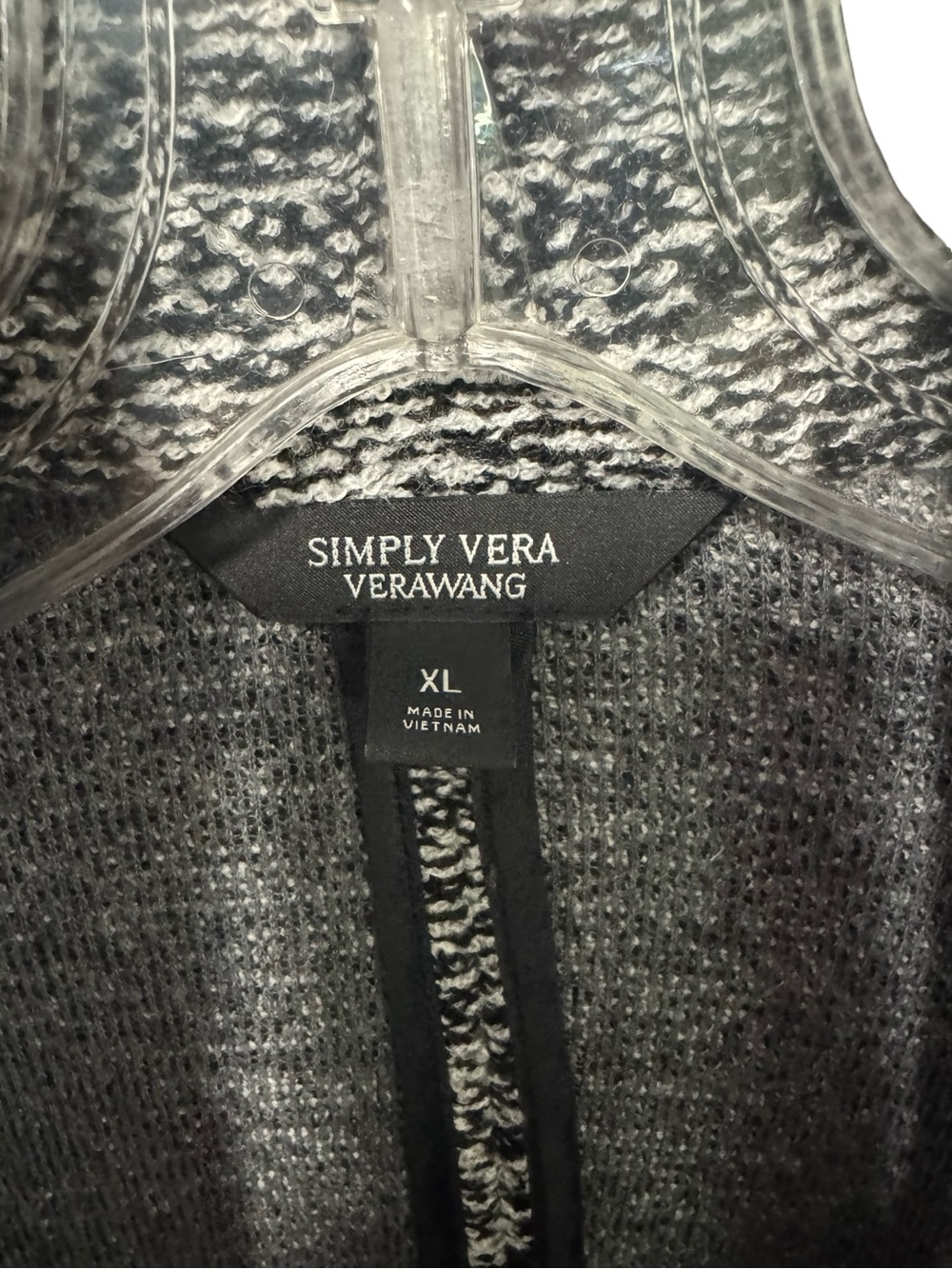 Simply Vera Vera Wang Black & White Marled Open-Front Blazer Cardigan - Picture 2 of 3